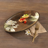 Frangipani Oval Wooden Platter(Large) - ellementry